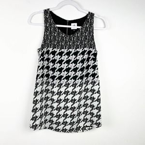 Cabi Black White Houndstooth Blouse Style 3090 Size XS Career Wear